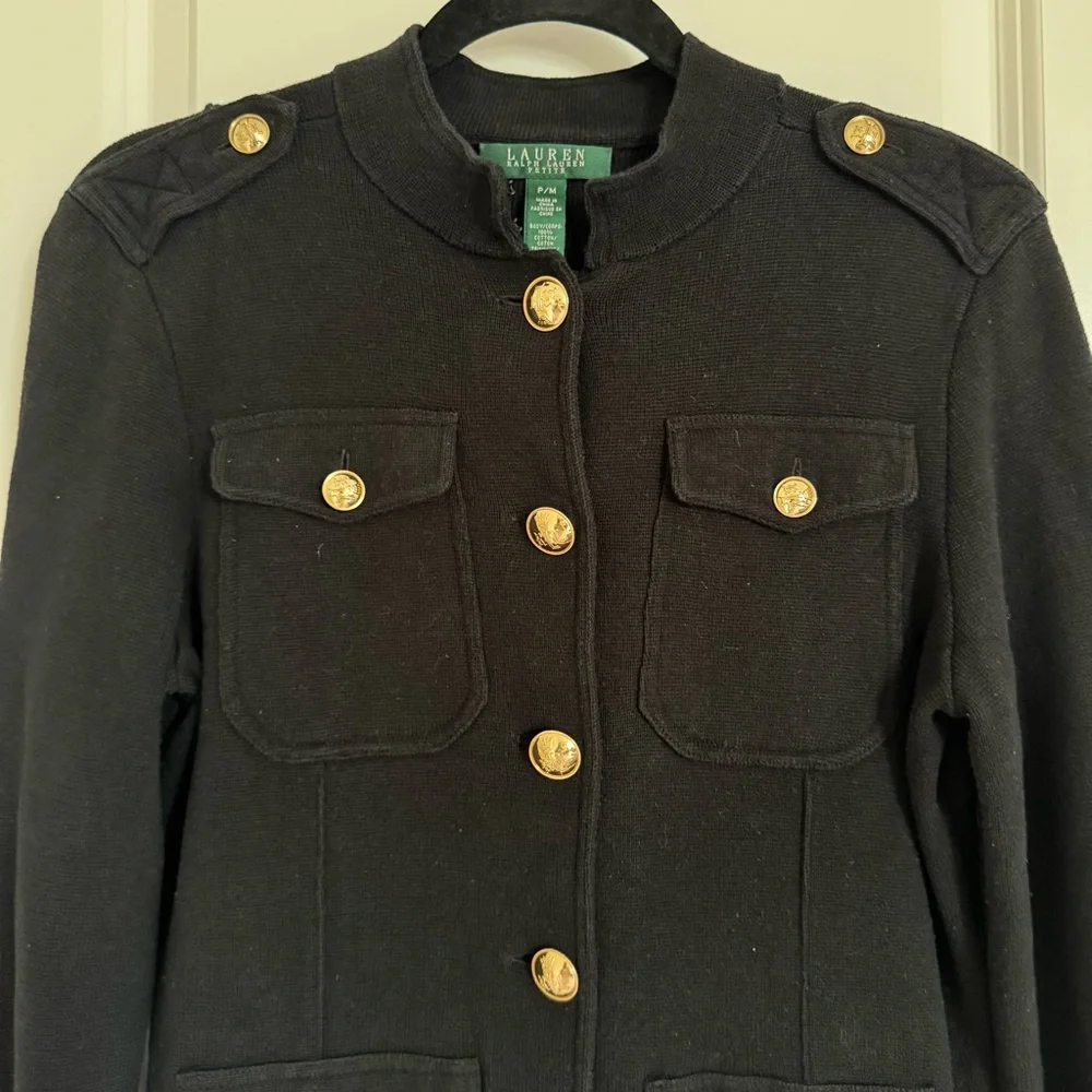 Lauren Ralph Lauren Black Jacket with Gold Accents, P/M - Picture 3 of 13